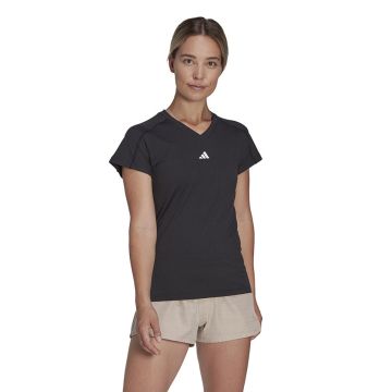 adidas Train Essentials Minimal Branding V-Neck T-Shirt Ladies BLACK