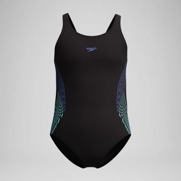 Speedo Placement Muscleback Swimsuit Kids BLACK