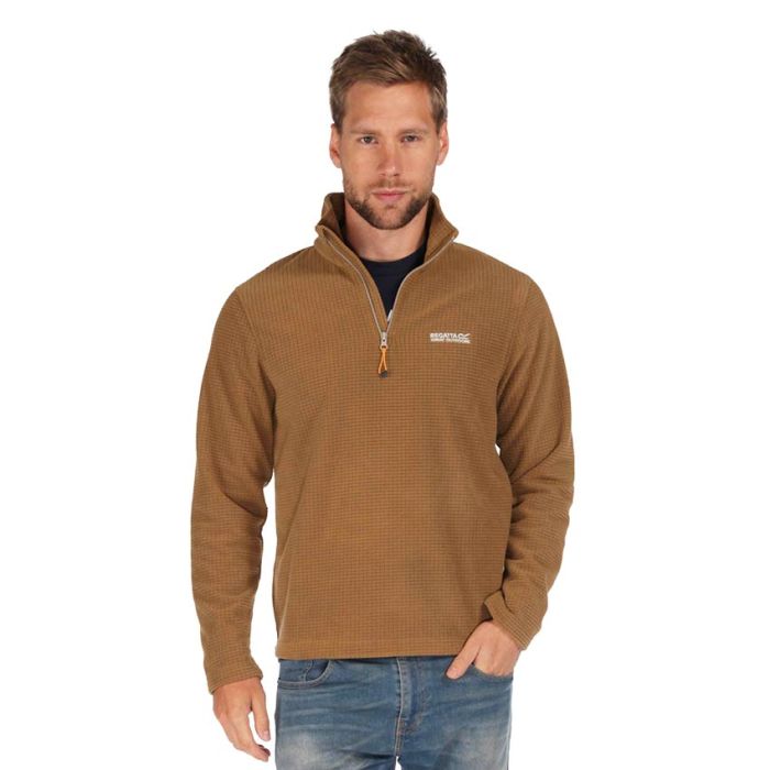 Zip Grid Fleece Mens Brown | Cummins Sports