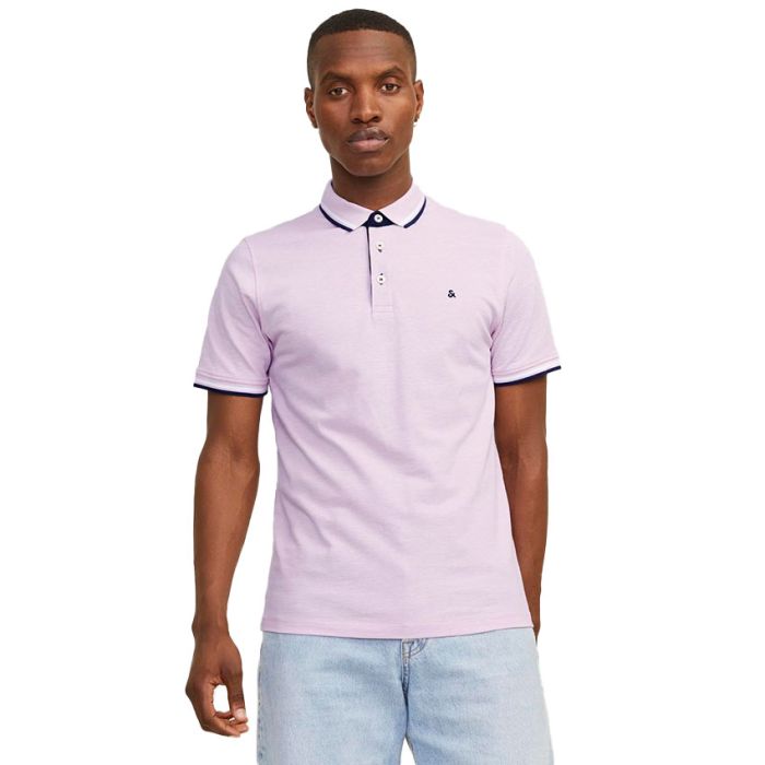 Jack & Jones Paulos Polo SS Mens Pink/Navy