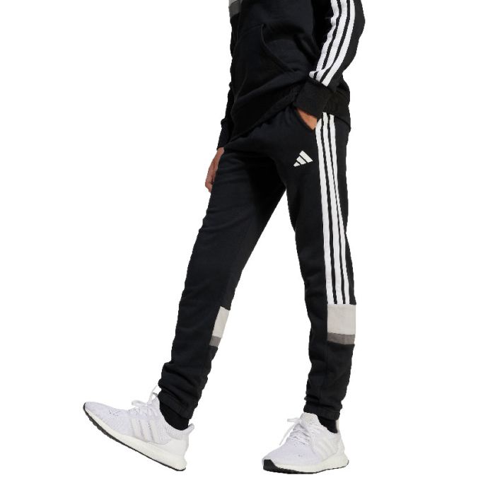 adidas Essentials Tiberio 3-Stripes Fleece Pants Kids BLACK