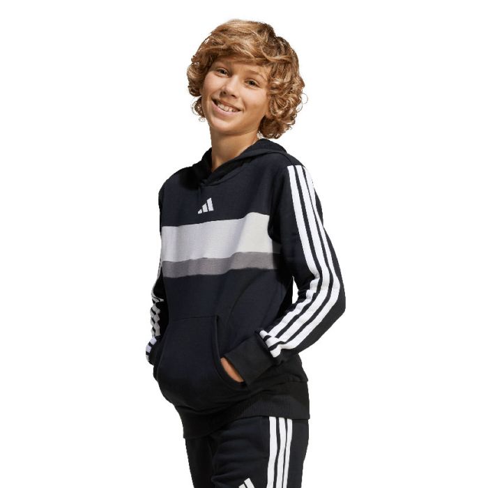 adidas Seasonal Essentials Tiberio 3-Stripes Fleece Hoodie Kids BLACK